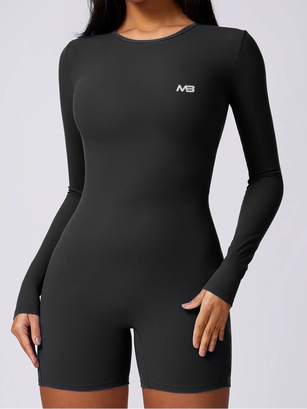 MB Black Long-Sleeve Athletic Romper sz. M